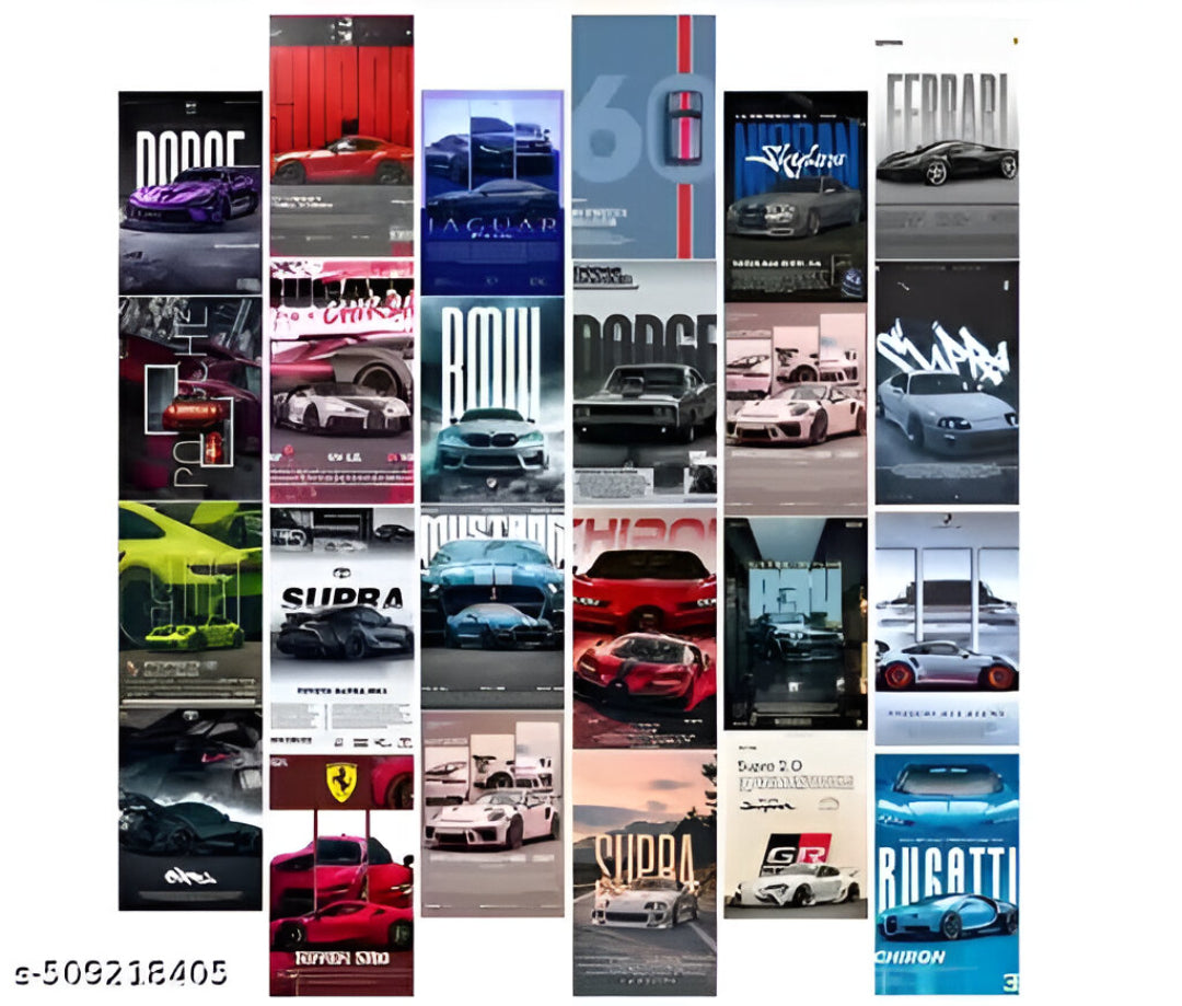 Aesthetic Car Wall Collage Kit || 24pcs (4×6inch) car Aesthetic Posters For Room Decoration Water Resistant Paper Comes With Adhesive Tape (Car )