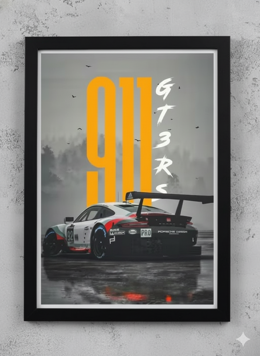 Porsche 911 Turbo S Wall Poster Frames | Aesthetic A4 Poster Frames For Home, Living Room, Bedroom and Office | Wall Frames Artworks | Hanging Theme Posters